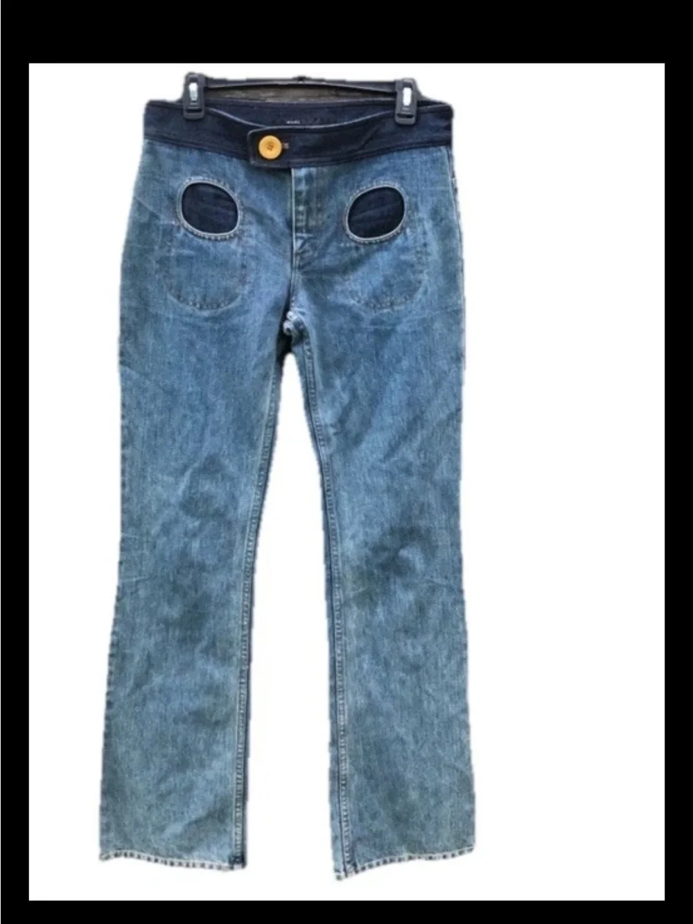 NWT Marc Jacobs Two-Tone Blue Denim Jeans Mod Button Pocket Retro Deadstock Y2K